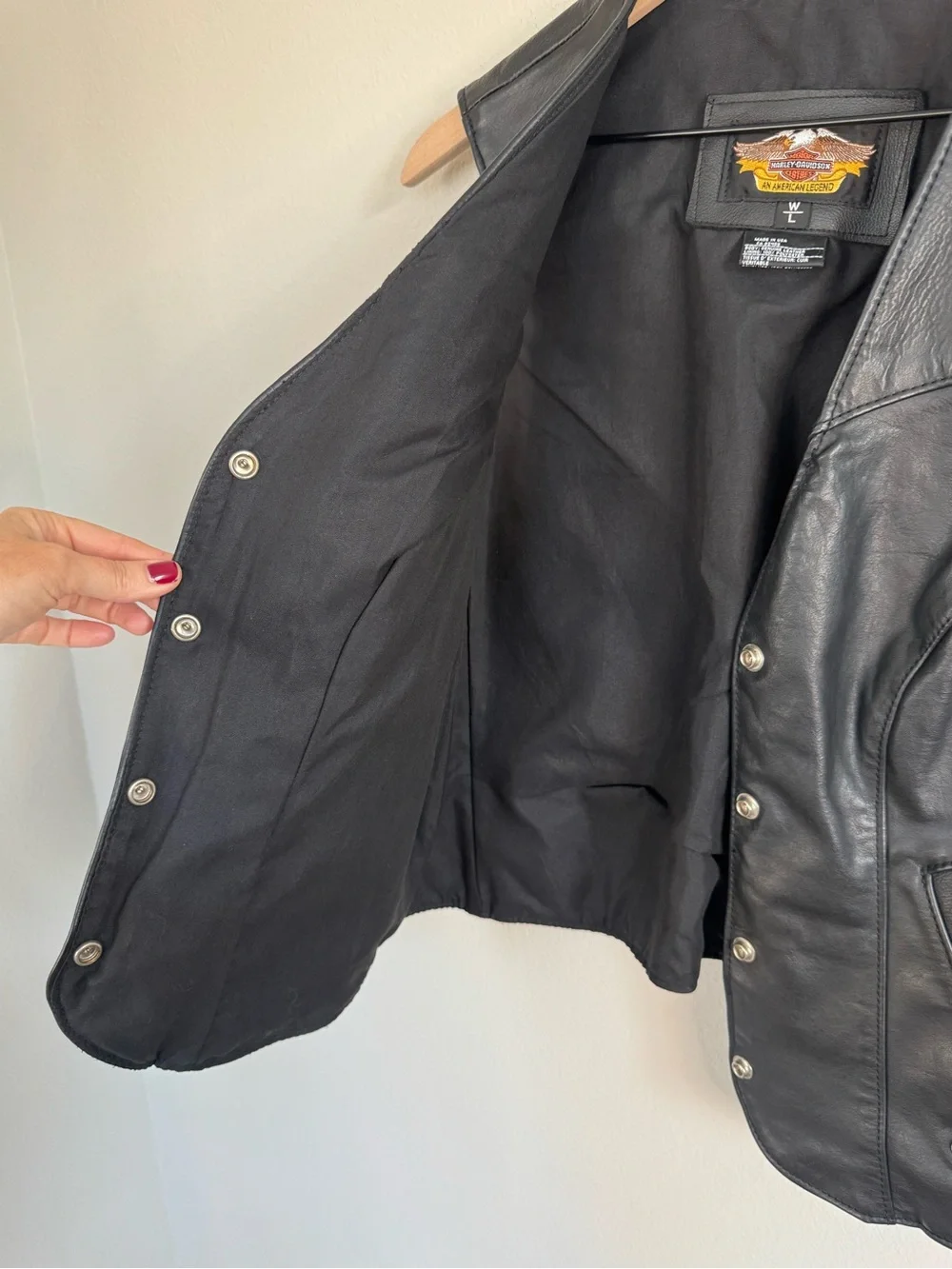 Harley-Davidson Women's Black Genuine Leather Motorcycle Vest USA Made Large